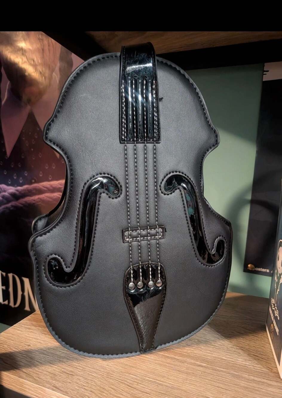 Wednesday Violin Shaped Black Shoulder Bag Detachable Strap Zip TV Show 2022